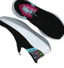 Clearance Skechers Ultra Flex 3.0 Colory Wild Slip-Ins Sneakers Meisjes Zwart