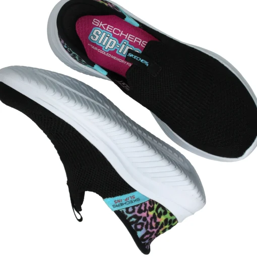 Clearance Skechers Ultra Flex 3.0 Colory Wild Slip-Ins Sneakers Meisjes Zwart