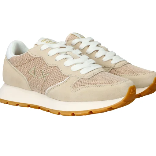Sale SUN68 Ally Glitter Textile Sneakers Dames Beige